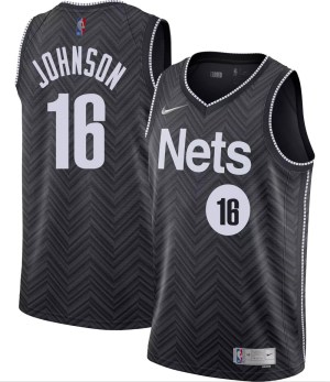Brooklyn Nets Swingman Black James Johnson 2020/21 Jersey - Earned Edition - Men's