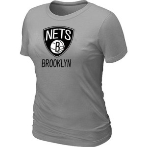 Brooklyn Nets Grey Big & Tall Primary Logo T-Shirt - - Women's