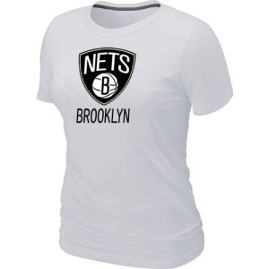 Brooklyn Nets White Big & Tall Primary Logo T-Shirt - - Women's