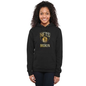 Brooklyn Nets Gold Collection Ladies Pullover Hoodie - Black - Women's
