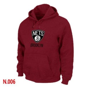 Brooklyn Nets Red Pullover Hoodie - - Men's